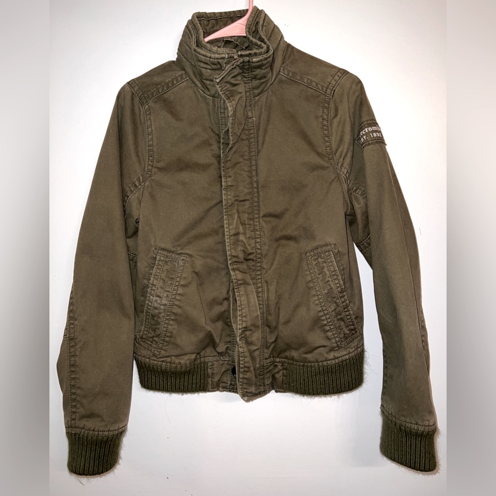 Abercrombie Kids XL Khaki Green Bomber Jacket